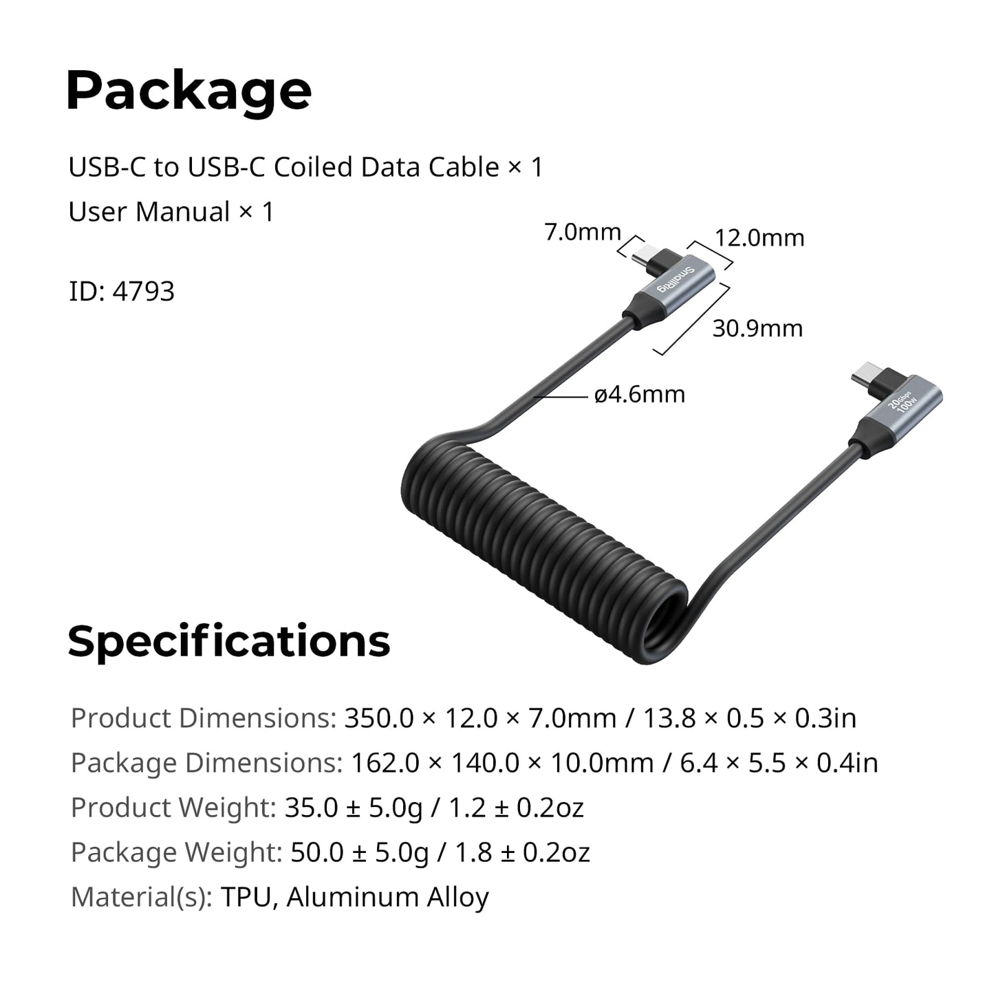SMALLRIG USB C to USB C Data Cable