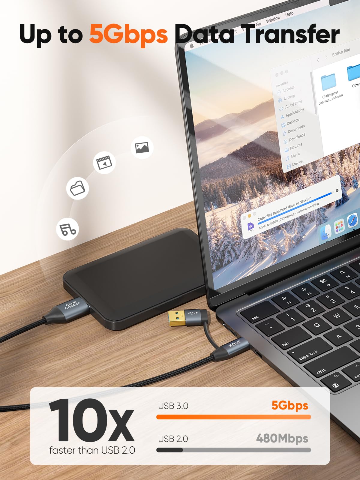 Vexora USB-C to Micro-B Drive Cable 5Gbps